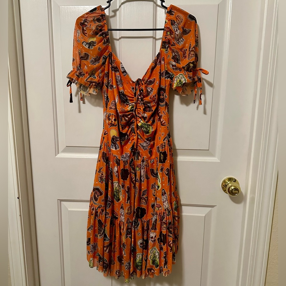 NEW✨ Blackmilk Halloween Tattoween Pumpkin Short Tea Party Dress Size L NWT - Picture 4 of 7